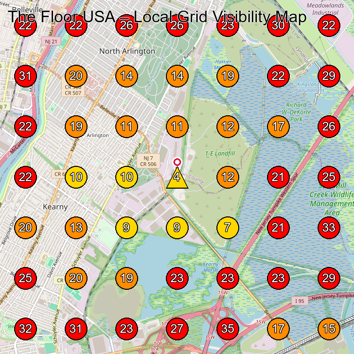 The Floor USA GeoGrid visibility map for Wood Floor Refinishing Service in Wallington